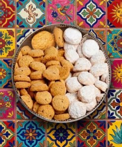 Half / Half Cinnamon And Powered Sugar Pan De Polvo Tradtional Mexican Cookie Tin